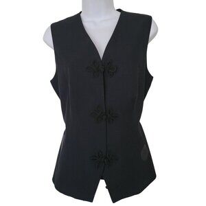Brooks Brothers Black Sleeveless Vest Frog Closures 6 Preppy School Academia